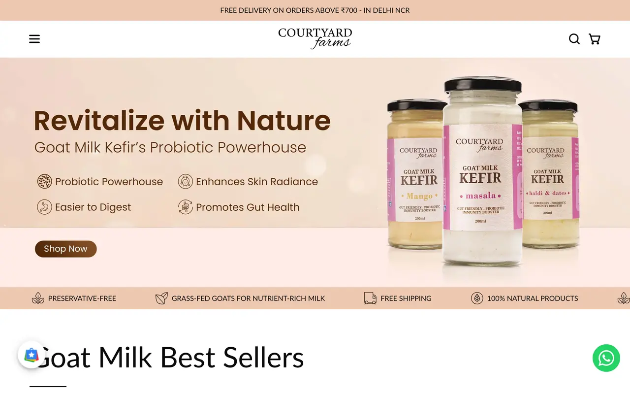 Courtyard Farms - A subscription storefront for preservative-free goat milk